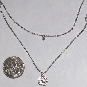 🔥 2/$30 Rhinestone-studded double-stranded elephant pendant necklace